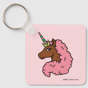Light Pink Afro Unicorn Keychain