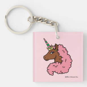 Light Pink Afro Unicorn Keychain
