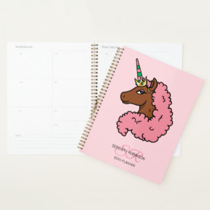 Light Pink Afro Unicorn Planner