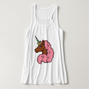 Light Pink Afro Unicorn Tank Top