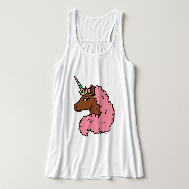 Light Pink Afro Unicorn Tank Top (Design Front)