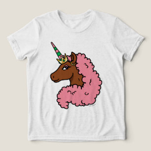 Light Pink Afro Unicorn Tri-Blend Shirt