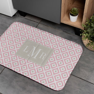 Light Pink and Beige Modern Monogram Bathroom Mat