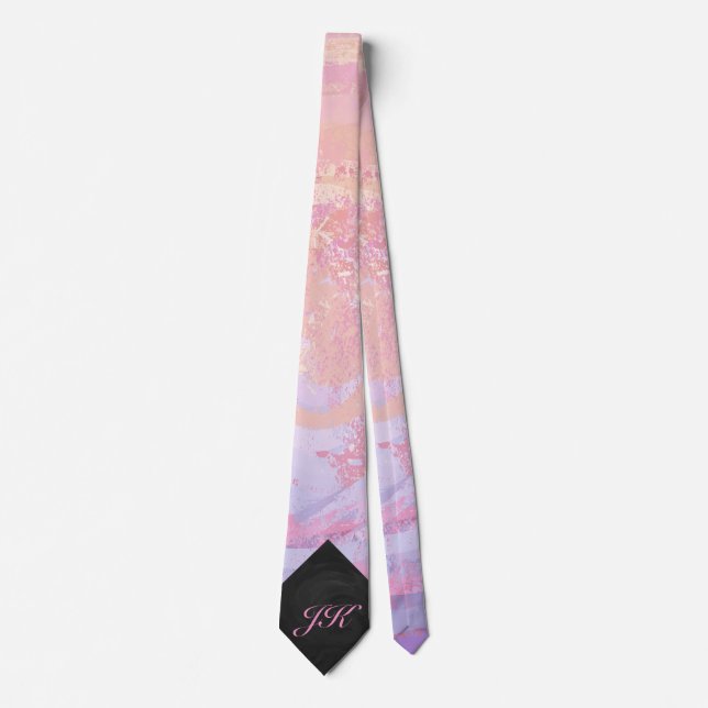 Light Pink and Black Monogram Neck Tie (Front)