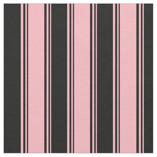 Light Pink and Black Stripes Pattern Fabric