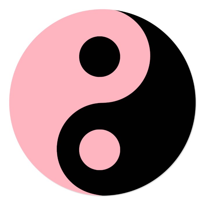 Light Pink and Black Yin Yang Symbol Birthday Invitation | Zazzle.com