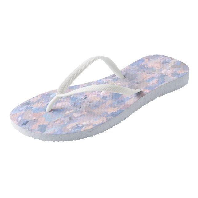 Light Pink and Blue Flip Flops (Angled)