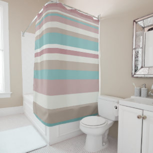 Light Pink and Blue Stripes Shower Curtain