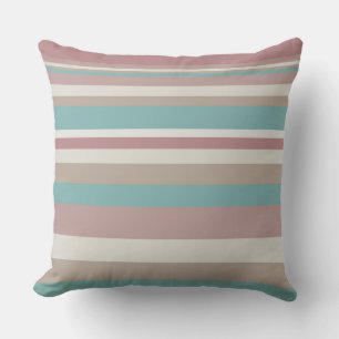 Light Pink and Blue Stripes Throw Pillow