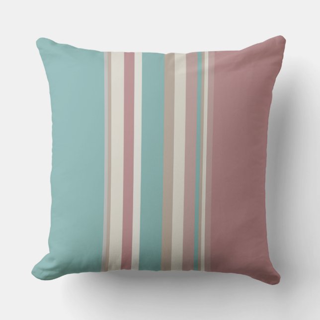 Light Pink and Blue Stripes   Throw Pillow (Front)