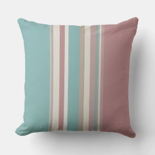 Light Pink and Blue Stripes Throw Pillow