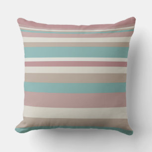 Light Pink and Blue Stripes Throw Pillow