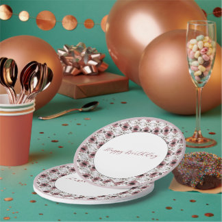 Light Pink And Burgundy Designer Paper Plates