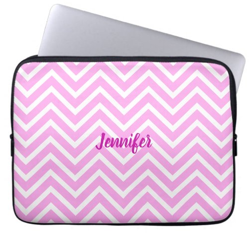 Light Pink And Chevron Pattern Girly Laptop Sleeve