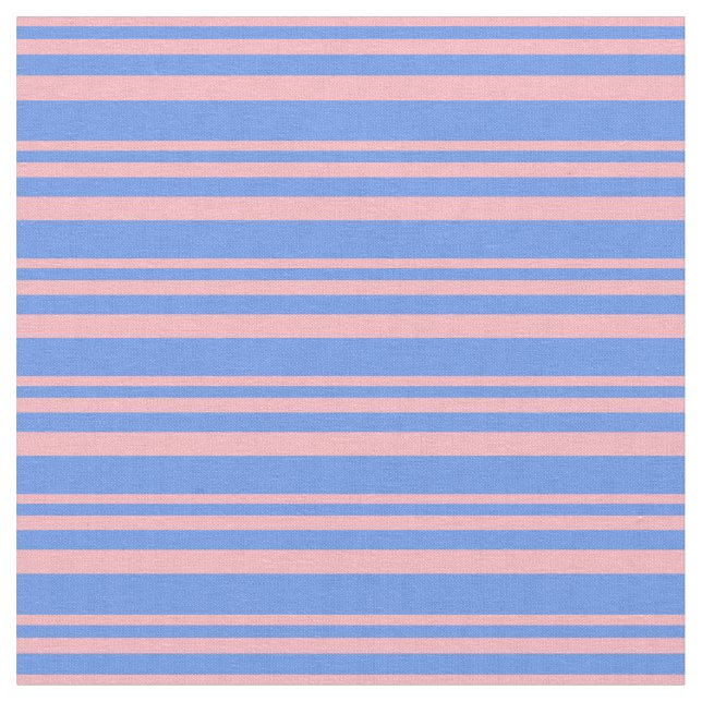 Light Pink and Cornflower Blue Stripes Fabric (Close Up)