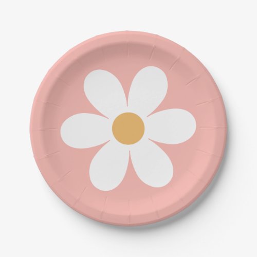 Light Pink and Daisy Birthday Paper Plates