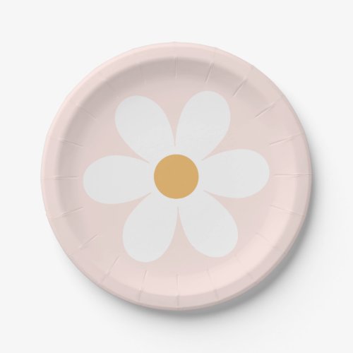 Light Pink and Daisy Birthday Paper Plates