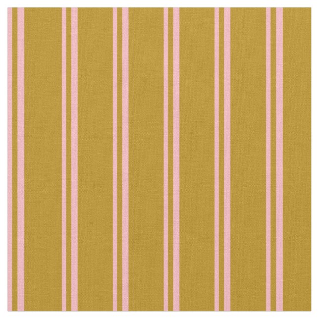 Light Pink and Dark Goldenrod Stripes Fabric (Close Up)