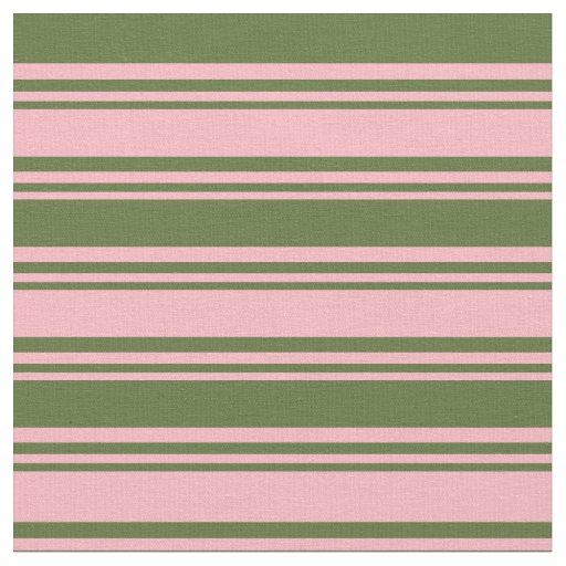Light Pink and Dark Olive Green Stripes Pattern Fabric