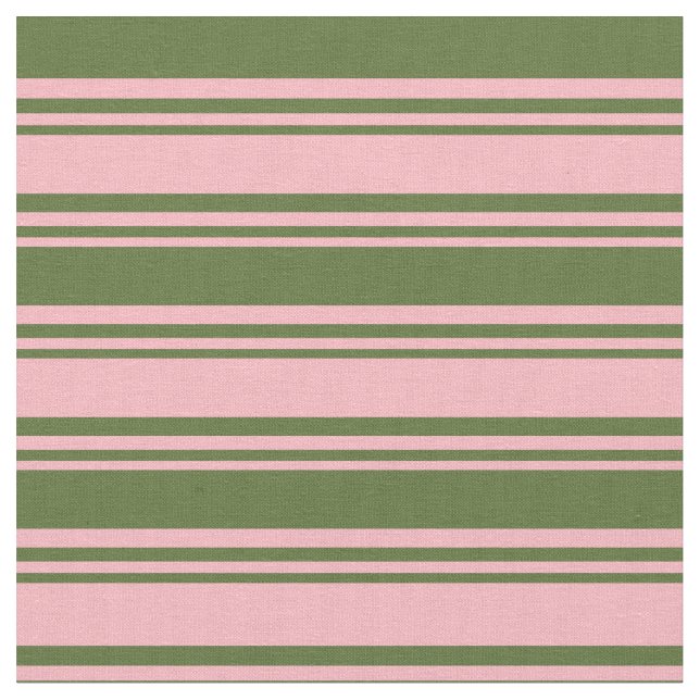 Light Pink and Dark Olive Green Stripes Pattern Fabric (Close Up)