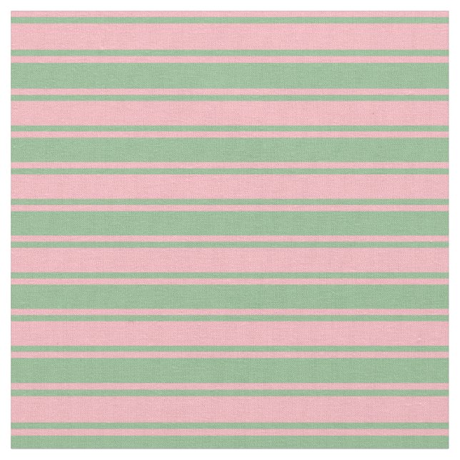 Light Pink and Dark Sea Green Stripes Pattern Fabric (Close Up)
