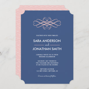 Light Pink and Denim Blue Wedding Invitation