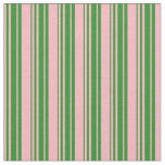 [ Thumbnail: Light Pink and Forest Green Stripes Pattern Fabric ]