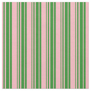 Light Pink and Forest Green Stripes Pattern Fabric