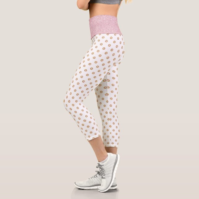 Light Pink and Gold Jewel Capri Leggings (Left)