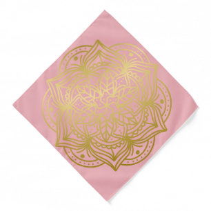 Light Pink and Gold Mandala Pattern Bandana