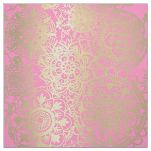 Light Pink and Gold Mandala Pattern Fabric