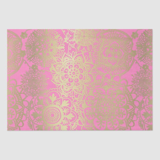 Light Pink and Gold Mandala Pattern Tissue Paper (Front)