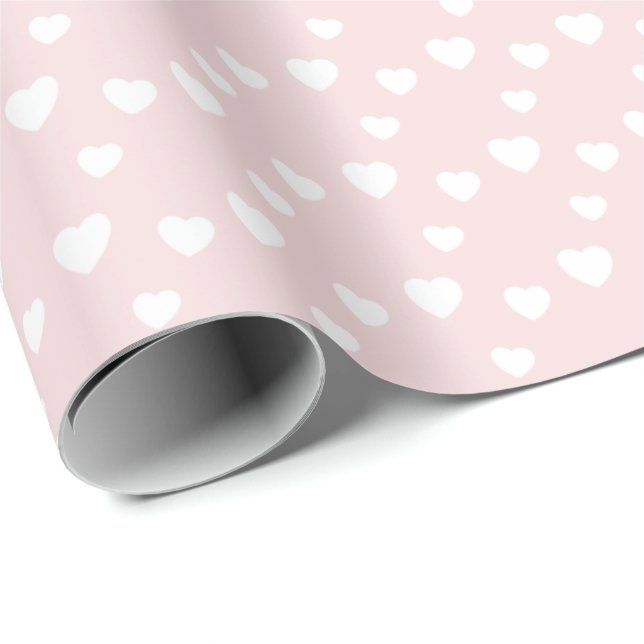 Light Pink and Hearts, birthday, shower, party Wrapping Paper (Roll Corner)