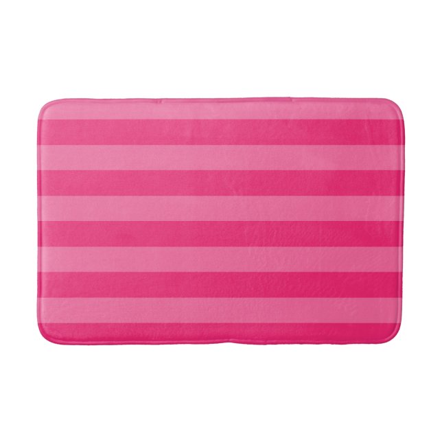 Light Pink and Hot Pink Stripes  Bath Mat (Front)