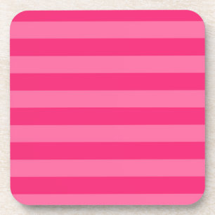Light Pink and Hot Pink Stripes Beverage Coaster