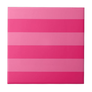 Light Pink and Hot Pink Stripes Ceramic Tile
