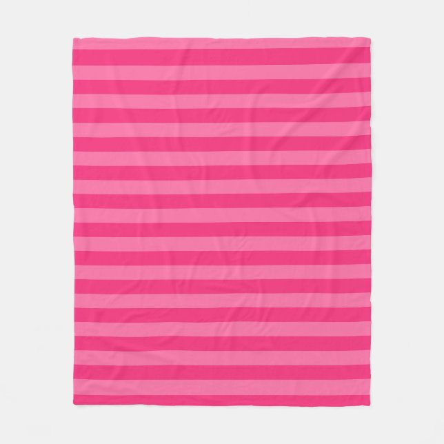 Light Pink and Hot Pink Stripes  Fleece Blanket (Front)