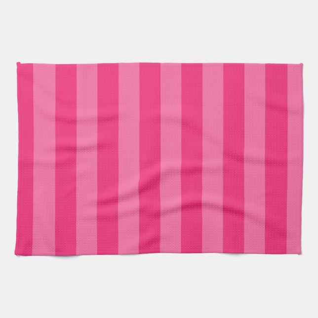 Light Pink and Hot Pink Stripes  Kitchen Towel (Horizontal)