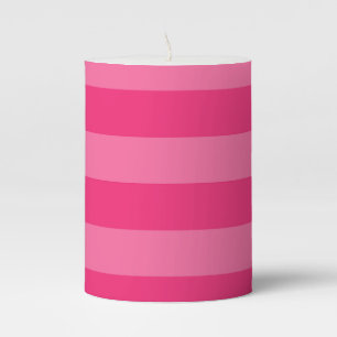 Light Pink and Hot Pink Stripes  Pillar Candle