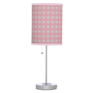 Light Pink and Pearl Grey Stars Pattern Table Lamp