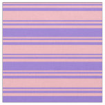 [ Thumbnail: Light Pink and Purple Colored Lined Pattern Fabric ]