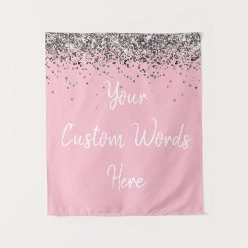Light Pink and Silver Birthday Party Photo Booth Tapestry