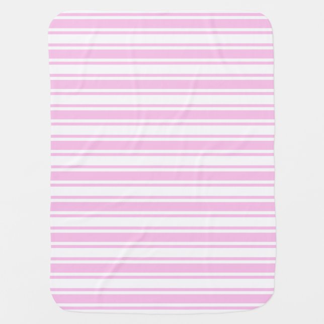 Light pink and white candy stripes baby blanket (Front)