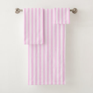 Light pink and white candy stripes bath towel set