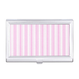 Light pink and white candy stripes business card case