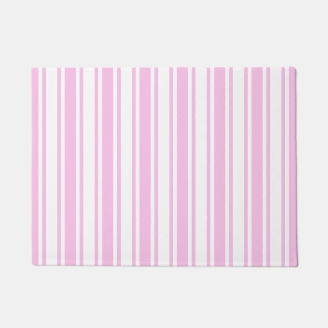 Light pink and white candy stripes doormat (Front)