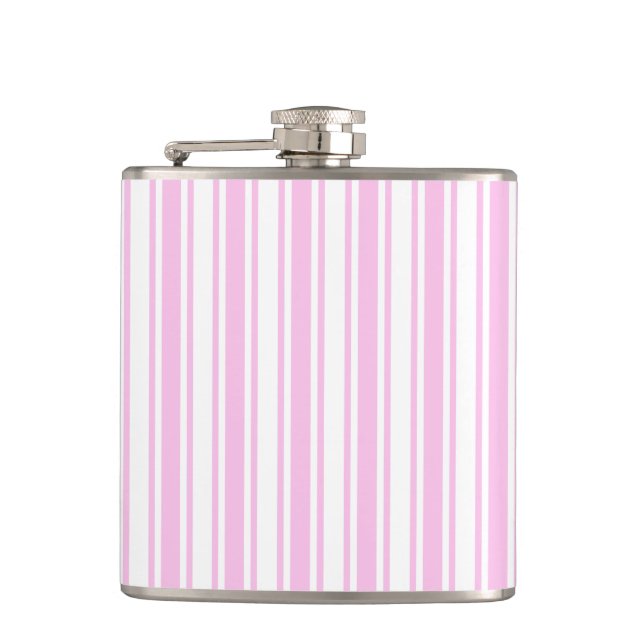Light pink and white candy stripes flask (Front)