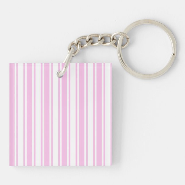 Light pink and white candy stripes keychain (Back)