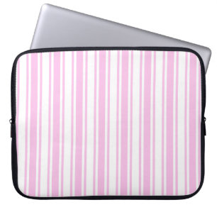 Light pink and white candy stripes laptop sleeve