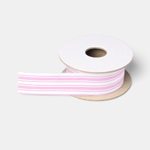 Light pink and white candy stripes satin ribbon